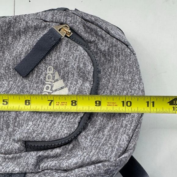 Adidas Mini Backpack Small Travel Bag Gray Gold Zipper Logo - Picture 4 of 6